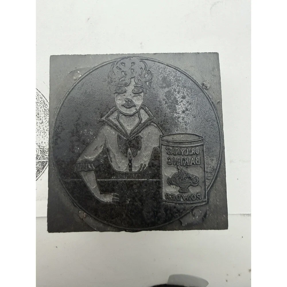 Vintage Letterpress Printing Block Dr. Lynas Baking Powder Advertising Printer